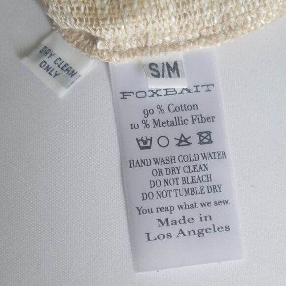 Foxbait Ivory/Gold Sweater w/ Back Closure, S/M - Picture 5 of 6